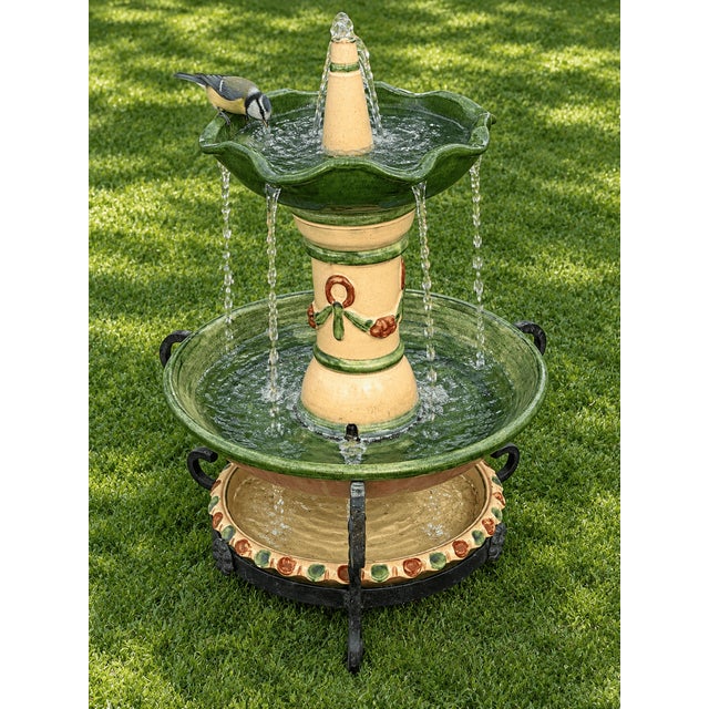 Morillo Brothers, Colonia de Santa Inés, Málaga Ceramic fountain Total dimensions including wrought iron base: 64 cm high...