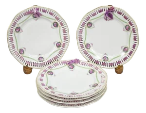 Early 20th Century Schumann Bavaria Germany Victorian Reticulated Floral Roses Plates - 6 PCS