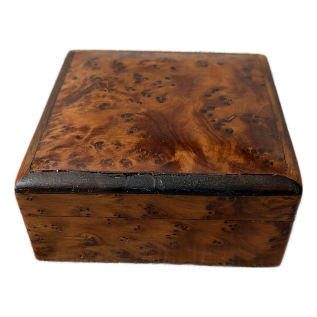Small Antique Burl Hinged Box For Sale