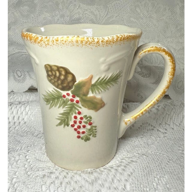 Red Pfaltzgraff Garland Spruce 3 Piece Place Setting - Embossed Poinsettia, Berry & Pine Cone Garlands For Sale - Image 8 of 13