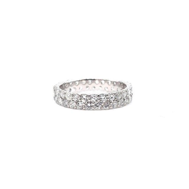 White 2.00 Ct Double Row Diamond Eternity Ring Size 8.25 For Sale - Image 8 of 8