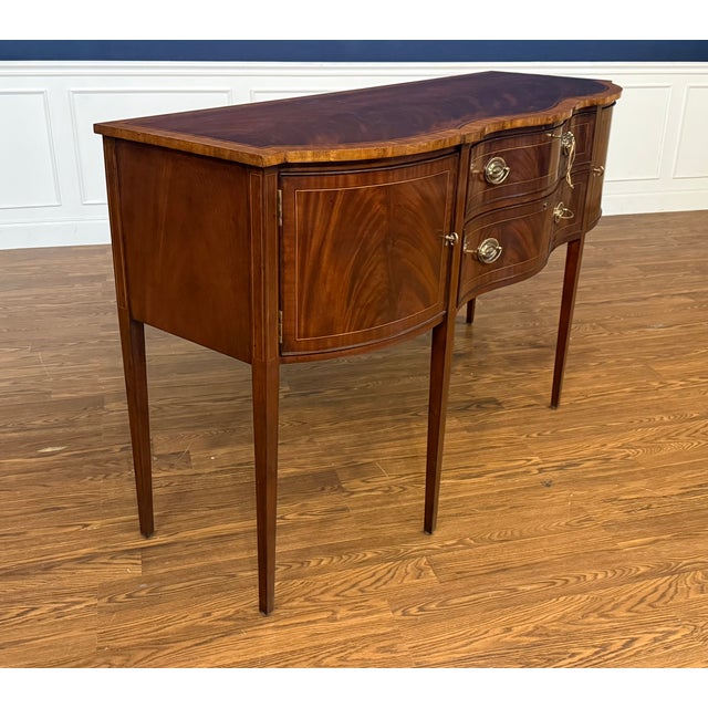 Hepplewhite Style 68” Mahogany Sideboard by Leighton Hall - Showroom Sample For Sale - Image 12 of 13