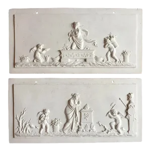18th Century French Bisque Porcelain Neoclassical Architectural Plaques - A Pair