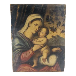 Italian Renaissance Old Master Painting of the Madonna and Child