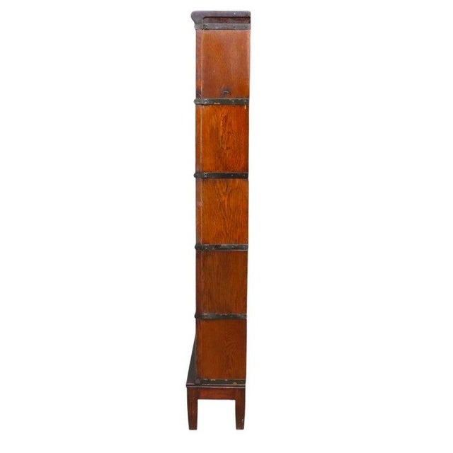 Globe Wernicke Arts & Crafts Mission Oak 5 Stack Barrister Bookcase C1920 For Sale - Image 10 of 13
