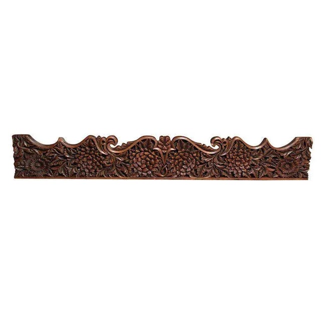 Javanese 19th Century Large Carved Teak Architectural Panel With Foliage Motifs For Sale - Image 9 of 9