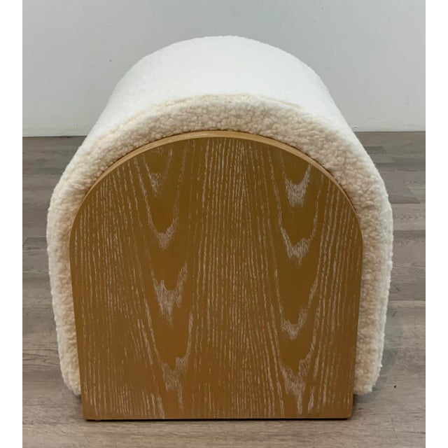 Contemporary Organic Modern White Boucle and Cerused Oak Waterfall Stool For Sale - Image 3 of 4