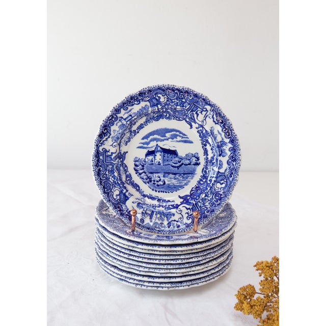 Swedish Dessert Plates Castles in Blue from Rörstrand, Set of 12 For Sale - Image 5 of 5