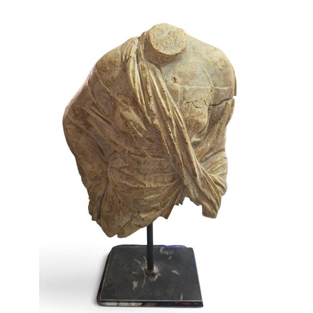 Greek Artist, Bust Sculpture on Iron Base, 1970, Stone For Sale - Image 3 of 10
