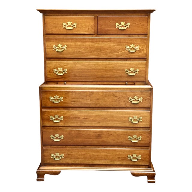 Late 20th Century Stickley Solid Cherry Nine-Drawer Tall Chest For Sale
