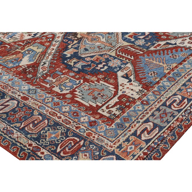 Rug & Kilim’s Modern Dragon Soumak Rug With Red and Blue Geometric Patterns For Sale In New York - Image 6 of 8