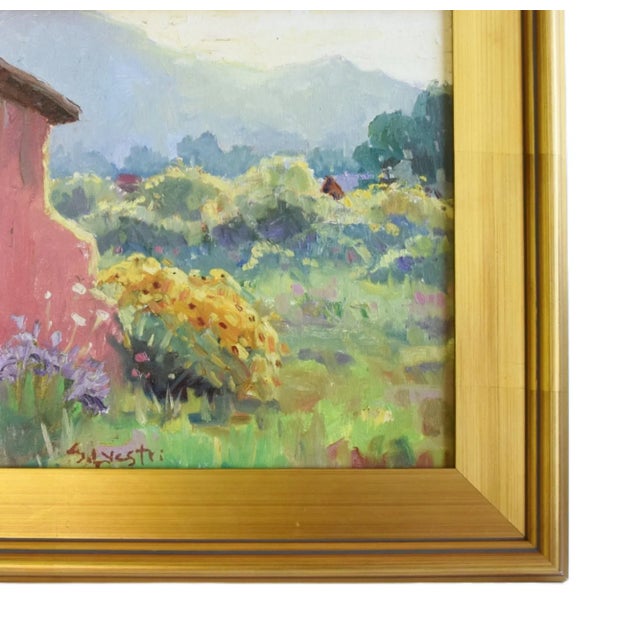 Taos NM Mountain landscape painting on artist canvas panel by listed artist Silvio Silvestri (1948-2018.) Silvestri was a...