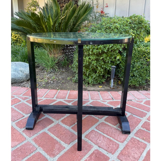 Vintage Asian Black Lacquer Folding Tray Table With Applied Carved Stone Figural Scene For Sale - Image 11 of 12