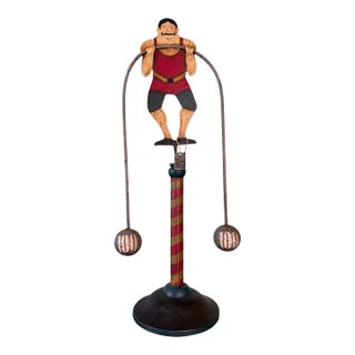 Vintage Folk Art Strongman Carnival Balance Toy Sculpture For Sale