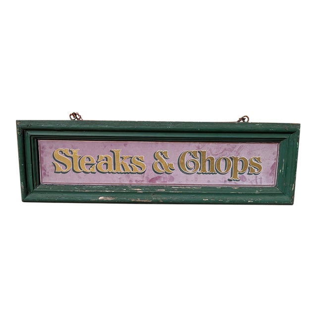 Double Sided Steaks and Chops Sign Circa 1960s For Sale