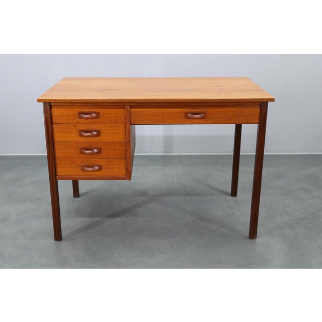 Mid-Century Danish Freestanding Teak Writing Desk, 1960s For Sale - Image 3 of 15