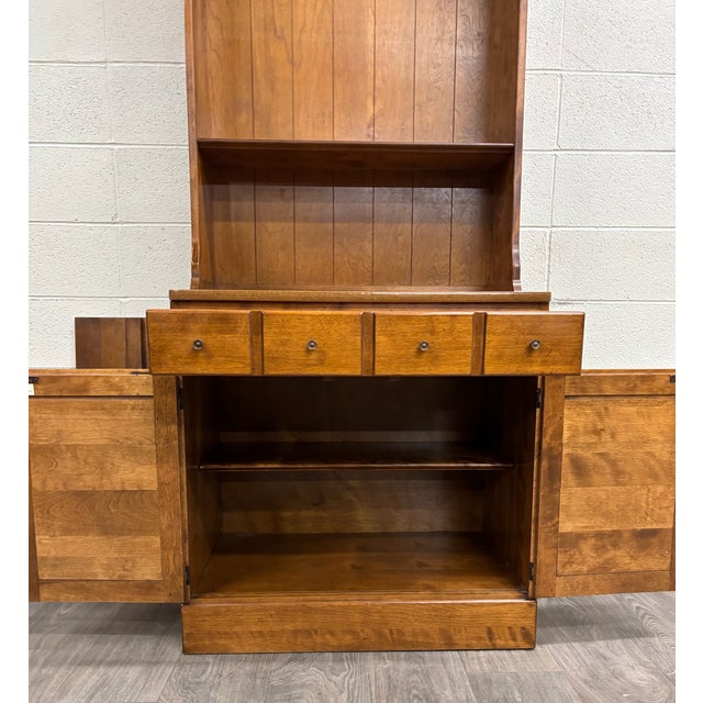Vintage Ethan Allen Heirloom Nutmeg Maple CRP Cabinet With Hutch Bookcase For Sale - Image 11 of 14
