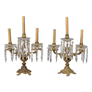 Pair of Victorian Style Three-Branch Girandole Table Lamps For Sale