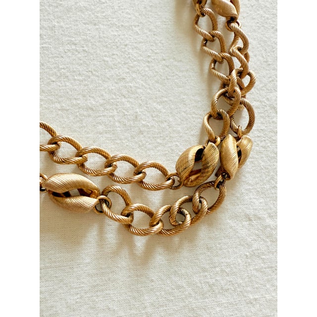 Vintage 1970s Napier Gold Tone Brushed Station Chain Necklace For Sale - Image 9 of 12