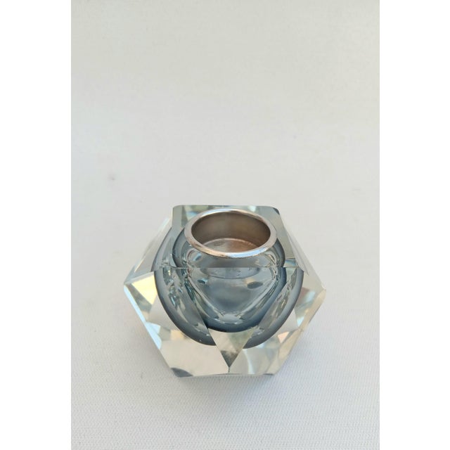 Italian Murano Faceted Sommerso Smoked Glass Candleholder, 1970s For Sale - Image 3 of 6