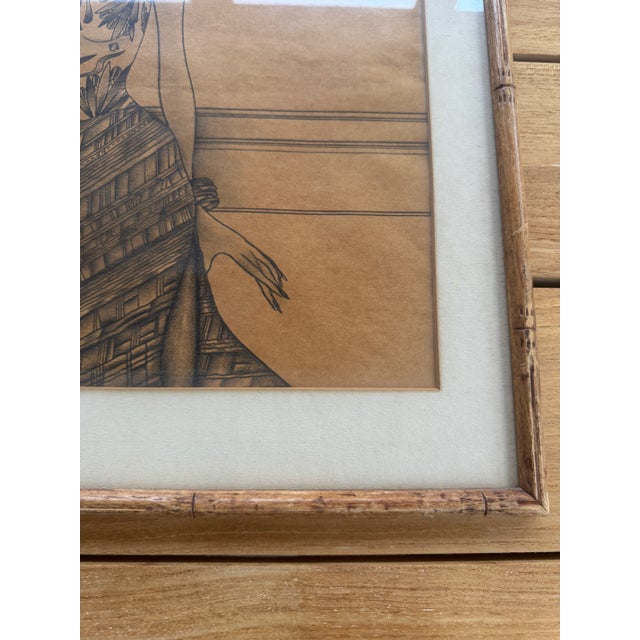 1970s 1970’s Framed Fashion Illustration in the Style of Halston For Sale - Image 5 of 10