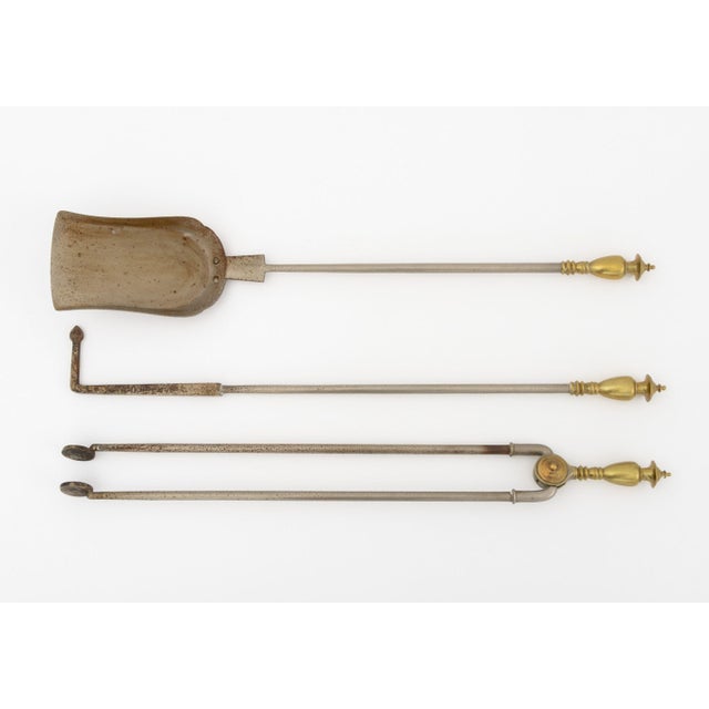 Art Deco Brass Fireplace Four-Piece Tools Set For Sale - Image 4 of 12