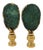 Emerald Green Geode & 14kt Gold Finials - A Pair For Sale