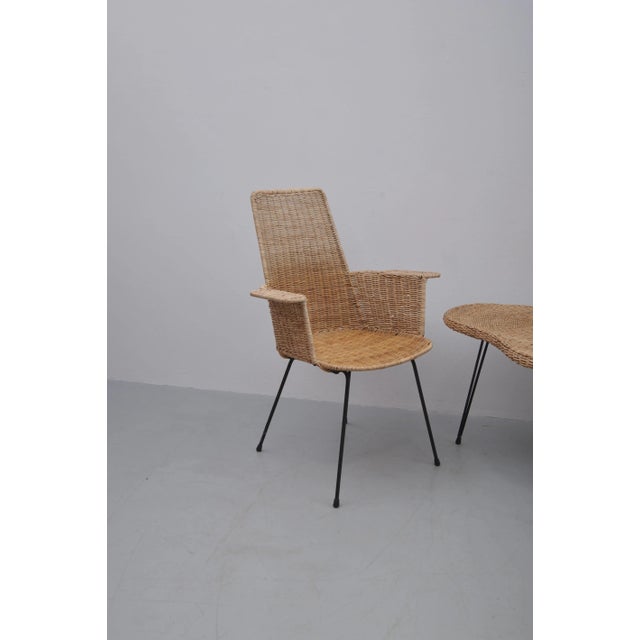 Vintage Rattan Chairs with Table, 1950s, Set of 3 For Sale - Image 4 of 17