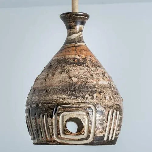 Ceramic Danish Brown Ceramic Pendant Light, 1970 For Sale - Image 7 of 18