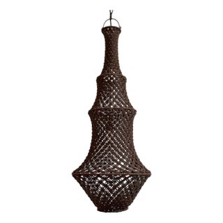 Chocolate Macrame Margo Boho Pendant Light Medium For Sale