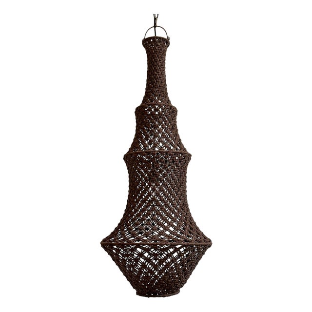 Chocolate Macrame Margo Pendant Light Medium For Sale