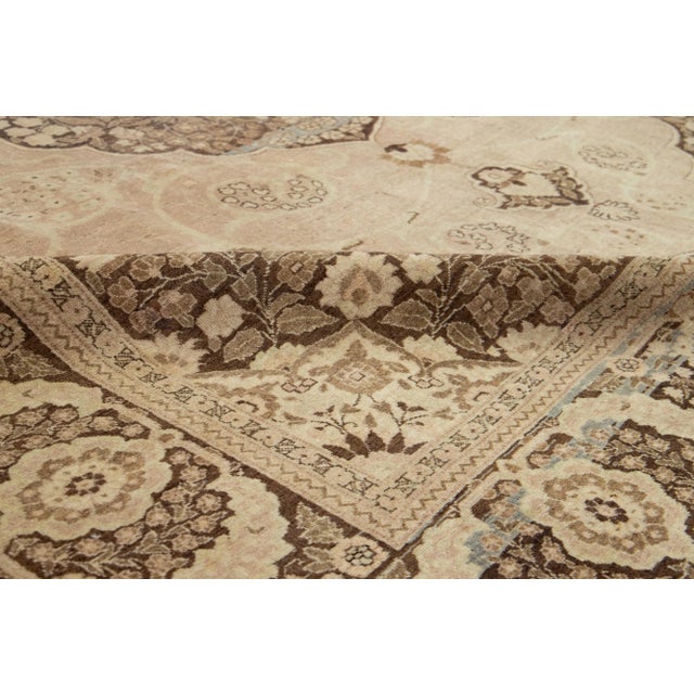 Textile Room Size Antique Tabriz Wool Rug in Peach With a Center Motif For Sale - Image 7 of 10