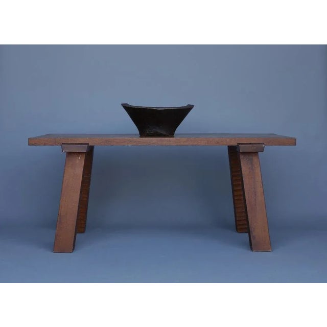 French Brutalist Peg Table in Oak For Sale - Image 14 of 18