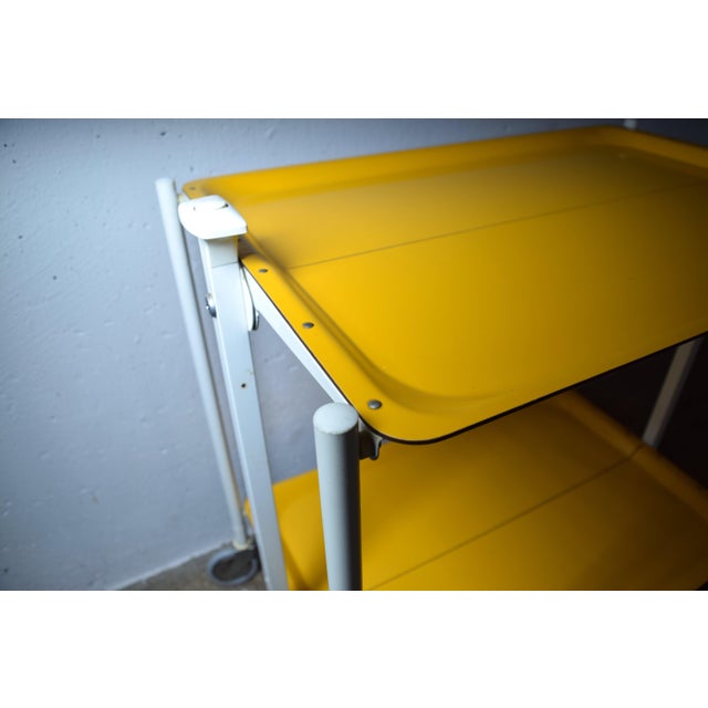 Vintage Space Age Serving Trolley Table in Yellow, 1970s For Sale - Image 4 of 8