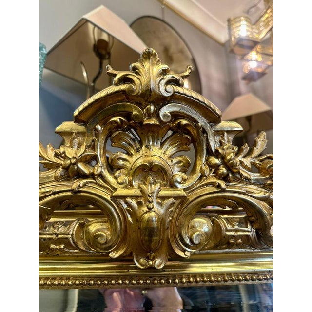 Gold Antique French Ornate Gold Gilt Mirror, 1850 For Sale - Image 8 of 15