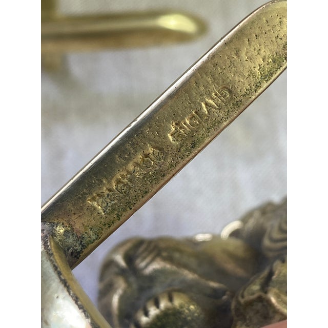 Vintage Brass Lion Head Coat Hooks, 1940s, Set of 2 For Sale - Image 6 of 15