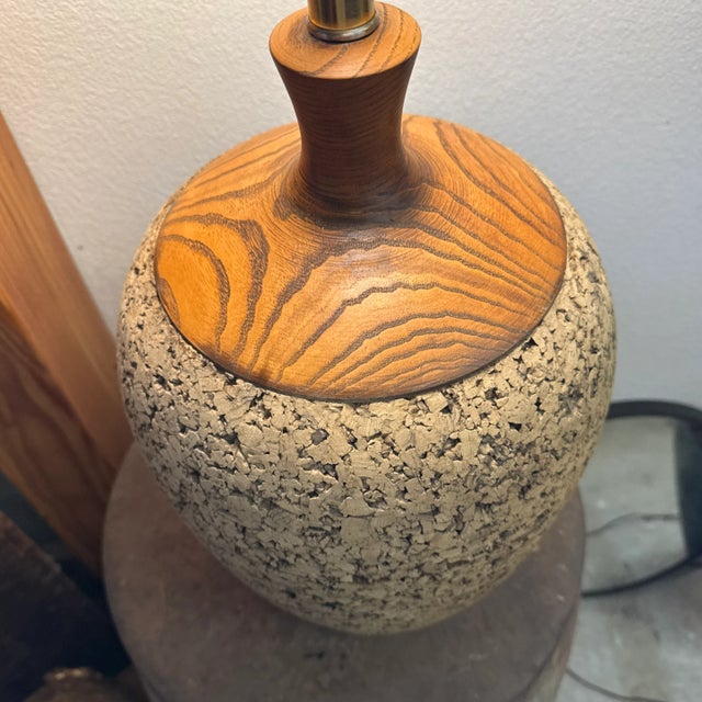 Milo Baughman Large Cork Lamp Vintage Milo Baughman Design For Sale - Image 4 of 5
