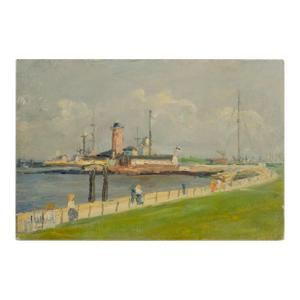 Paul Betyna (German, B. 1887- D. 1967), "Cuxhaven" Painting.