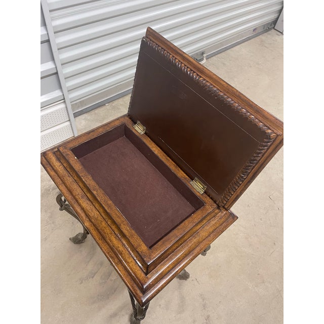 Mediterranean 1990s Burl Wood & Wrought Iron Accent Chest With Faux Leather Drawer Front – Old World Mediterranean Style For Sale - Image 3 of 6