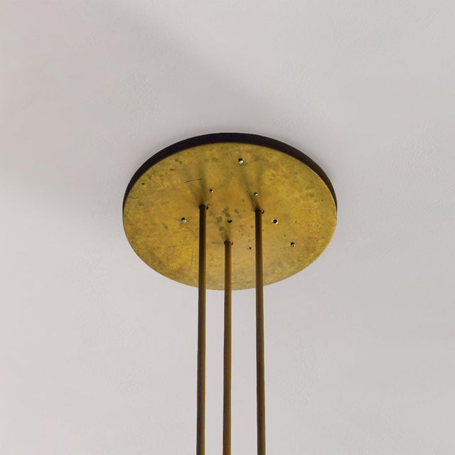 Brass + Opaline Glass Globe Chandelier by South Loop Loft For Sale In Chicago - Image 6 of 8