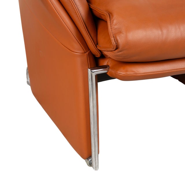 Unus Leather Chrome Armchair in Brown Cognac wirh Manual Function from FSM For Sale - Image 5 of 18