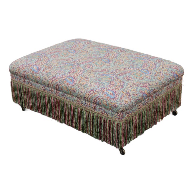 Hickory Chair Ottoman With Bouillon Trim For Sale