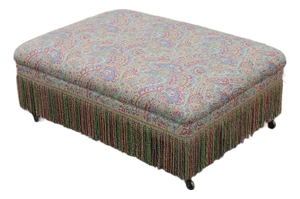 Hickory Chair Ottoman With Bouillon Trim