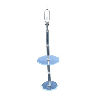 Vintage 1970s Lucite Floor Lamp Side Table For Sale
