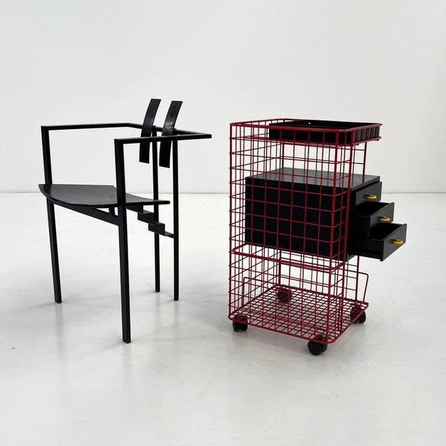 Black Wire Chest of Drawers on Wheels, 1980s For Sale - Image 8 of 12