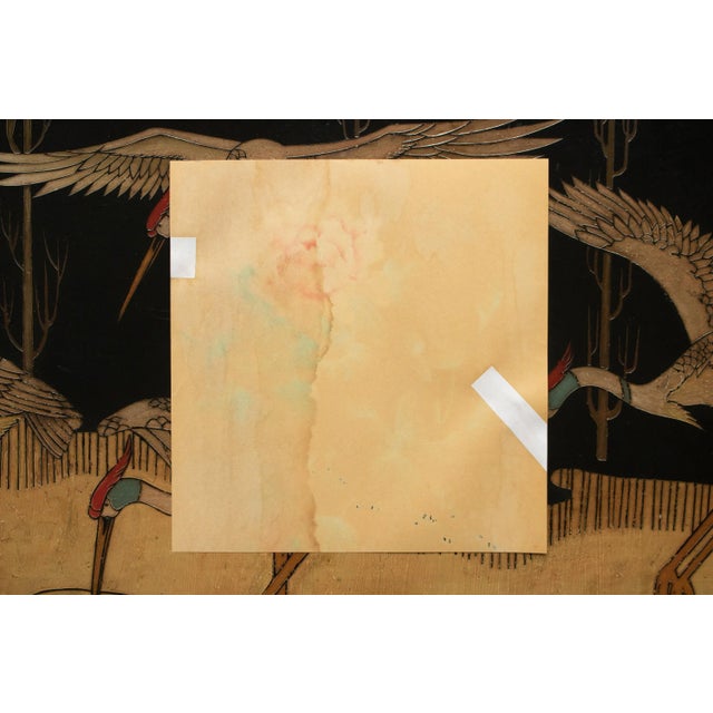 Khaki C. 1950s Vintage Chinese Watercolor Scroll Painting of Peony Flower on Silk For Sale - Image 8 of 9