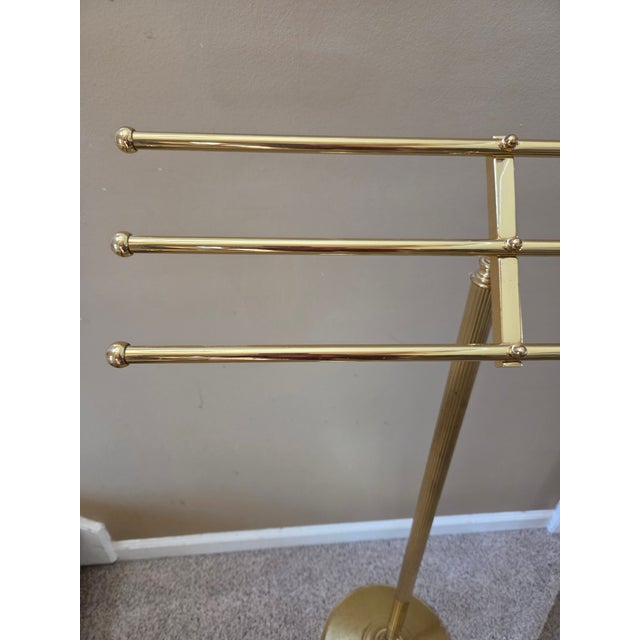 Traditional Traditional Brass Towel Rack Stand For Sale - Image 3 of 6