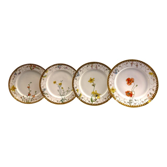 Antique German Fischer & Mieg Pirkenhammer Dinner Plates - Set of 4 For Sale