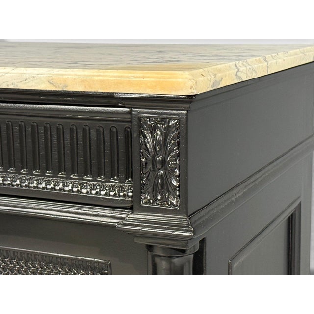 Hollywood Regency Style, Buffets, Black Painted Wood, Marble, France, 1940s For Sale - Image 12 of 18