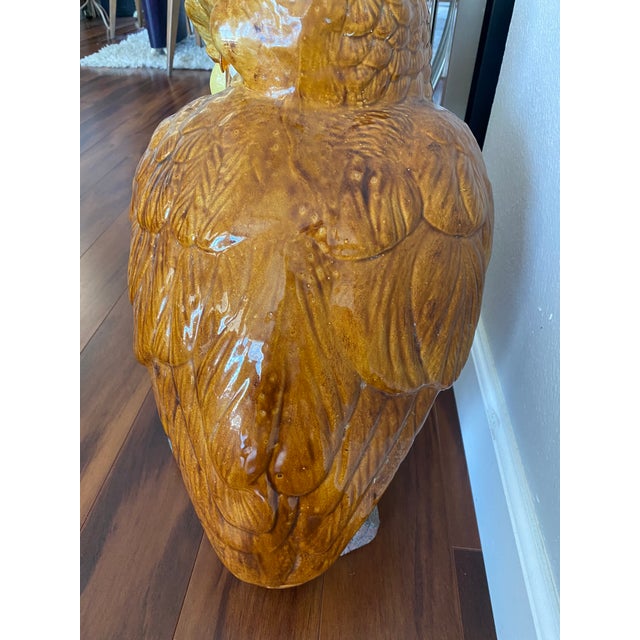 1980s Vintage 1980s Ceramic Pottery Large Owl Statue Decor For Sale - Image 5 of 7